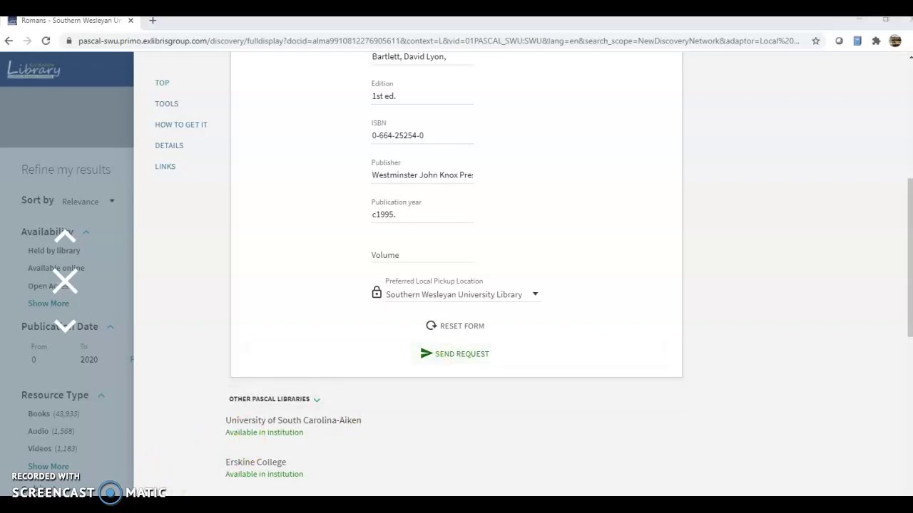 Request a Book Through PASCAL Delivers
