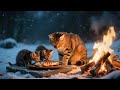 From Building To Playing A Joyful Snowy Day For Orange Cat Mom And Kittens