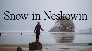 Snow in Neskowin, Oregon - Rare Morning of Winter at the Ghost Forest 2/23/2023