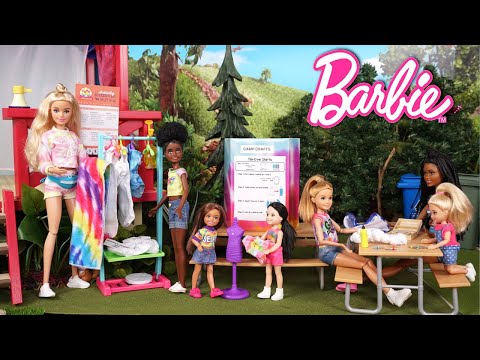 Barbie Dolls Summer Camp Routine Making - Tie Dye Clothes!