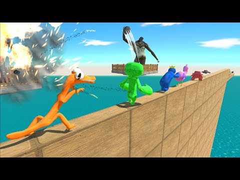 Narrow Bridge Challenge | Monsters Escape from Gundam RX-78 and Beast Titan - ARBS