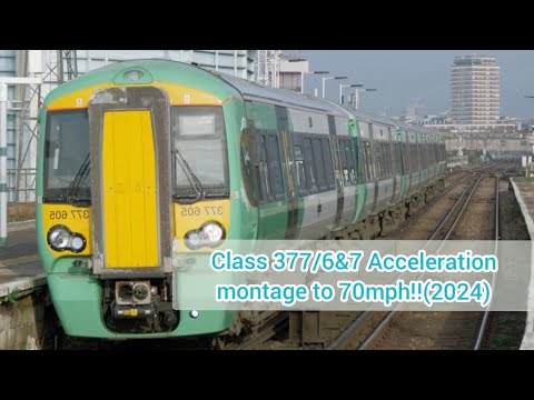 Class 377/7 Electrostar |10 Car acceleration (2024 compilation) to 70mph, (traction motor sounds!)