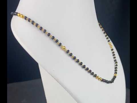 22k Mangalsutra Solid Gold Traditional Ladies Black Onyx Necklace Design C087