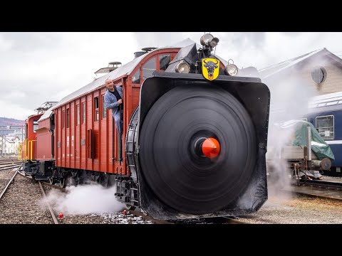 First Steam Test Snow Blower, Dampfschneeschleuder SBB Xrot 100 erstmals unter Dampf nach 40 Jahren!