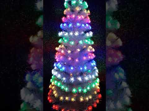 6ft Fibre Optic White Christmas Tree with Multi-Coloured LED Stars