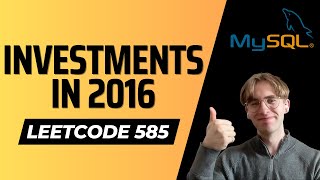 YouTube video '585. Investments in 2016 - LeetCode SQL Solution'