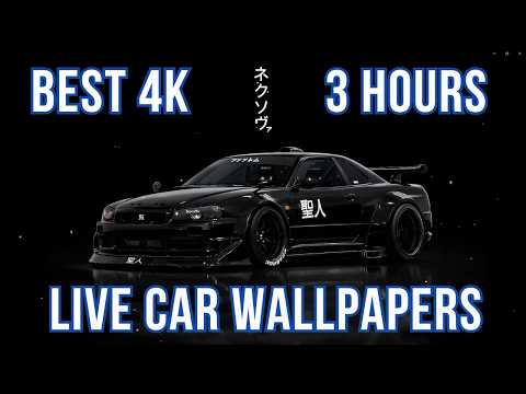 Black Nissan GT-R R34 with Black Background | 3 Hour 4K Car Live Wallpaper