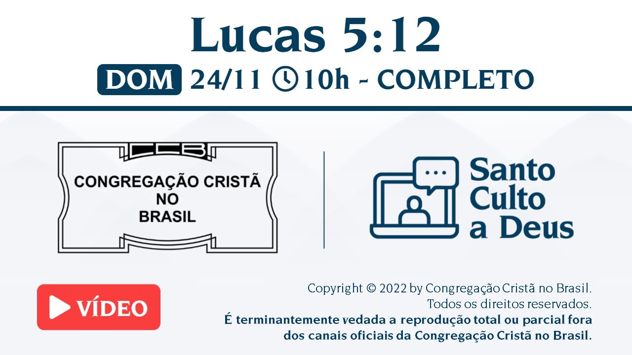 Santo Culto a Deus (Vídeo) - DOM - 24/11/2024 10:00
