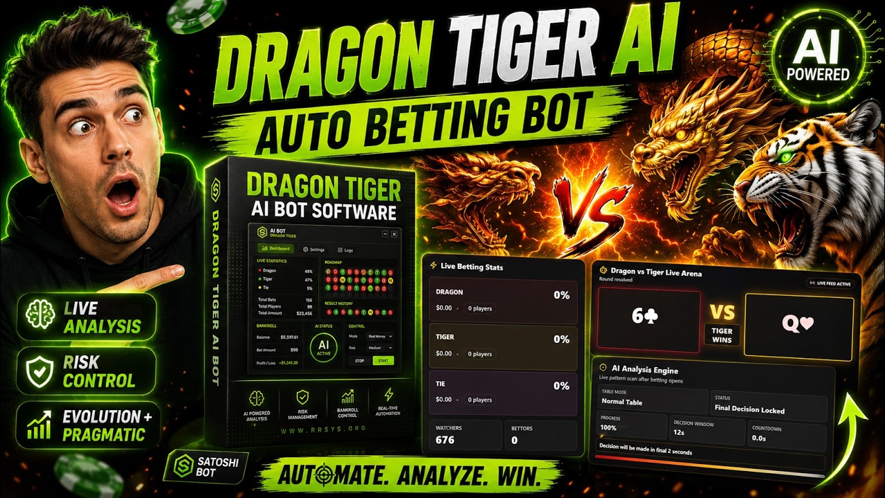 Satoshi Dragon Tiger AI Bot – AI-Powered Dragon Tiger Automation Software 2 Satoshi Dragon Tiger AI Bot Demo Video 2