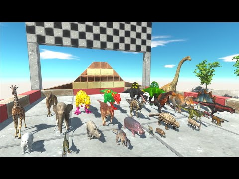 FASTEST MOUNTAIN SPEED RACE ALL DINOSAURS VS ANIMAL SUPERHERO - Animal Revolt Battle Simulator