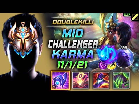 Challenger Karma MID vs Ryze - 챌린저 미드 카르마 템트리 룬 루덴 콩콩이 カルマ Карма 天启者 卡瑪 - LOL KR 11.17