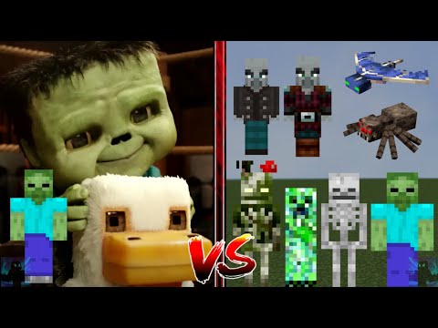 ZOMBIE + CHICKEN JOCKEY vs ALL MOBS | Minecraft PE | Mob Battle