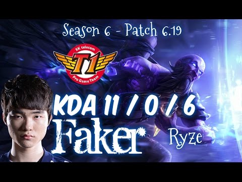 SKT T1 Faker RYZE vs CASSIOPEIA Mid - Patch 6.19 NA Ranked | League of Legends