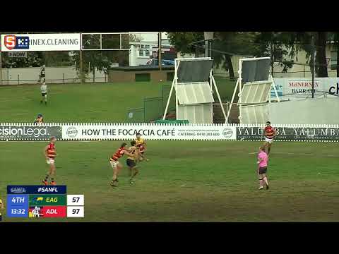 Rd 17 SANFL Snapshot - Eagles' Sam Rowland intercepts into an open goal