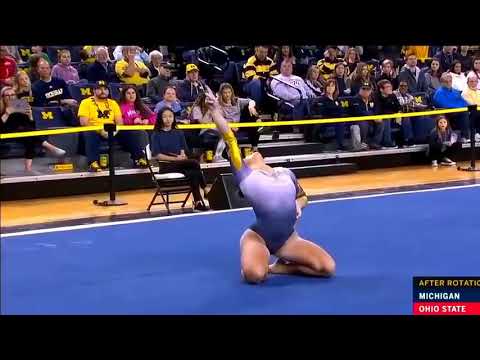 Girl Competes In Gymnastics Competition.