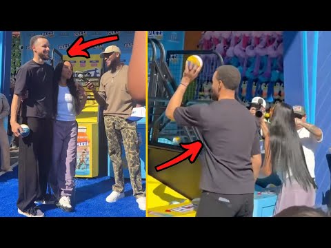 Steph Curry vs. Ayesha Curry Playing Arcade Basketball At The GOAT Movie x PLEZi Pop-Up Event!