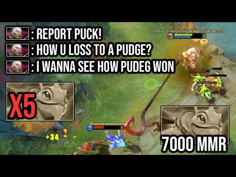 Invoker Said : I wanna see how Pudge won! 7K Puck vs 7K Pudge Solo Mid Battle!!