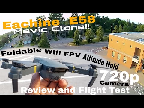 Eachine E58 (dji Mavic Clone!!) Review and Test Flight!! Foldable, 720p Cam, Wifi FPV drone