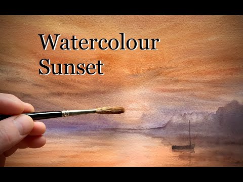 Turner Inspired Sunset In Watercolour
