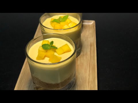 No bake No gelatin cheesecake | Mango cheesecake in a glass