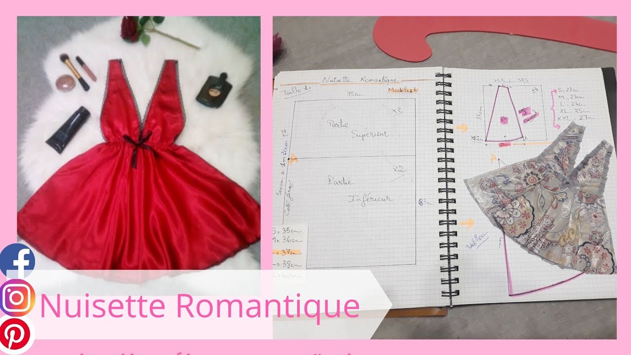 Patron nuisette romantique 😍😍🎀avec les mesures  de chaque taille