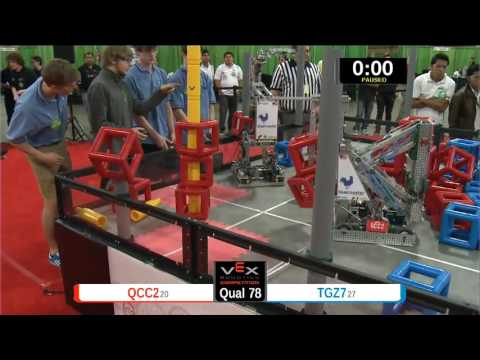 2015 VEXU Q78 - QCC2 vs TGZ7 - 90 to 72-Division Div-VEX U-VEX Worlds 2015