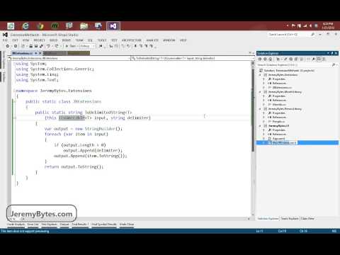 JeremyBytes - Extension Methods in C#