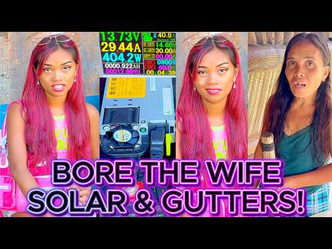 FILIPINA WIFE LOVES SOLAR & GUTTER TALK! BAMBOO KUBO FARM! Off Grid Island Family Philippines Living
