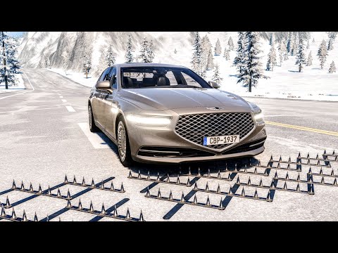 Massive Spike Strip Pileup Car Crashes #85 – BeamNG Drive | CrashBoomPunk