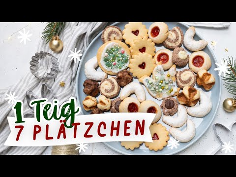 1 Teig 7 Plätzchen: Einfach und schnell viele Plätzchen / Kekse backen | Plätzchenteller | TRYTRYTRY