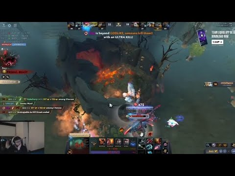 Qojqva's reaction to Topson's Primal Beast almost Rampage his whole Team