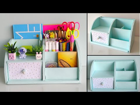DIY Desk Organizer | Waste Paper Craft | Handmade Pen Holder & Organizer Box | Easy Art Ideas