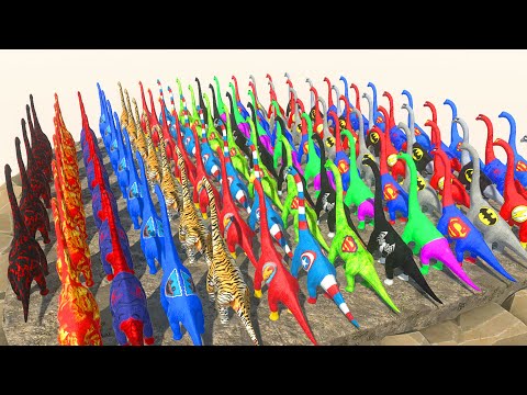 ALL SUPERHERO BRACHIOSAURUS DEATH FALL ► Animal Revolt Battle Simulator