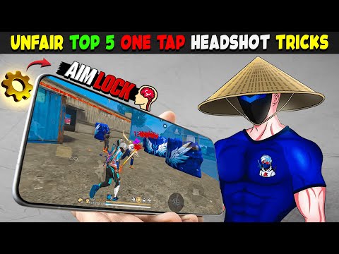 Unfair💀 Top 5 One Tap Headshot Tricks 🔥 One Tap Tricks + Settings ⚙️ || Free Fire Max