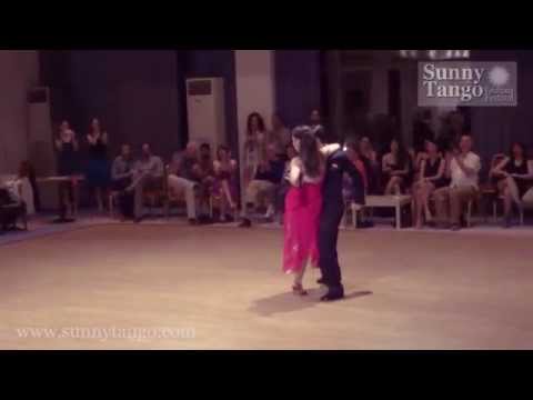  Vaggelis Hatzopoulos  and  Marianna Koutandou  are  dancing  to  the  tango  "  El Huracan  "  by  Juan D'Arienzo  at  Sunny Tango Festival  in  2014