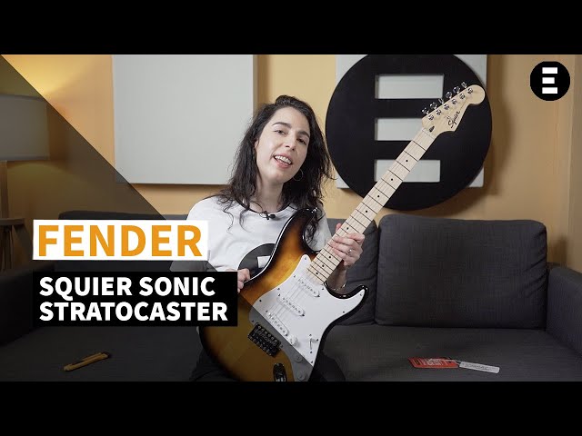 Vídeo relacionado con Squier by Fender Sonic Stratocaster Electric Guitar Pack, Maple Fingerboard, 2-Colour Sunburst, Gig Bag, Squier Frontman 10G Amp - 230V EU, Incluye cursos virtuales gratuitos en Fender Play