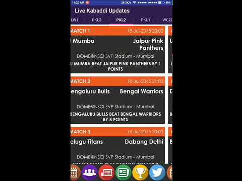 Kabaddi Live Updates Video