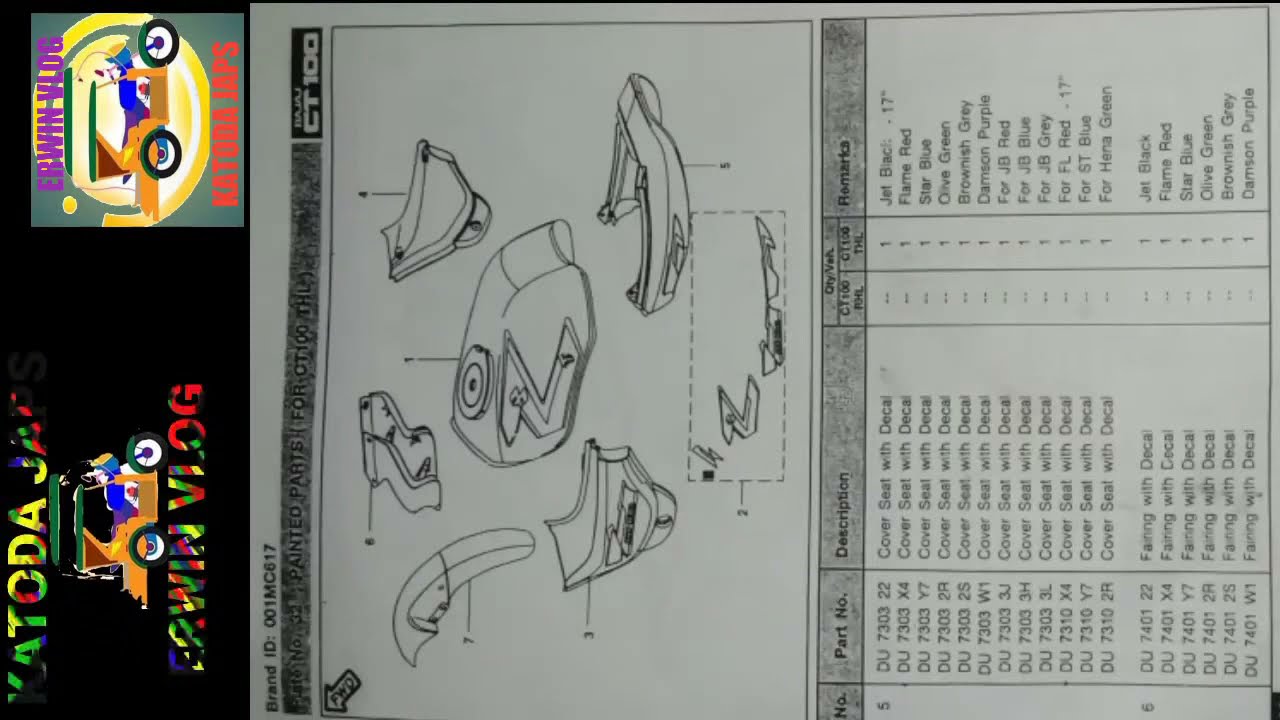 BAJAJ  CT100  PARTS MANUAL  /  PARTS CATALOGUE