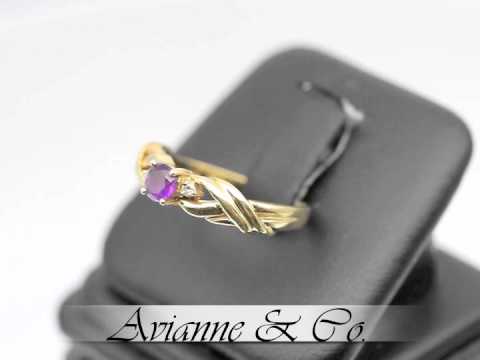 14K Yellow Gold Womens Diamond Amethyst Ring 0.40 Ctw