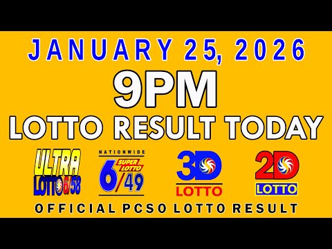 9pm Lotto Result Today PCSO January 25 2026