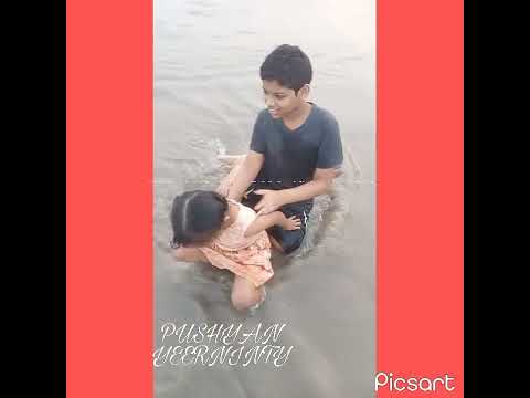 PUSHYAN AND VEDANSHI ON 18FEB2022 playing on the beach (wet clothes)