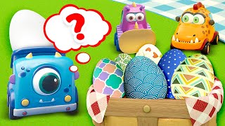 Procurando ovos com carrinhos Mocas! Desenhos animados em português. Desenho animado infantil