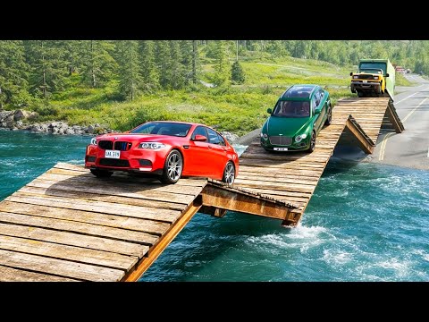 Cars vs Broken Bridge Challenge #1 in BeamNG Drive!