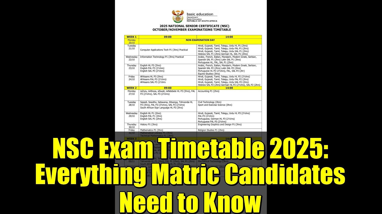 NSC Exam Timetable 2025: Everything Matric Candidates Need to Know