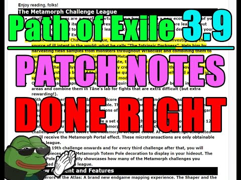 PATH OF EXILE 3.9 PATCH NOTES DONE RIGHT :ezClap: