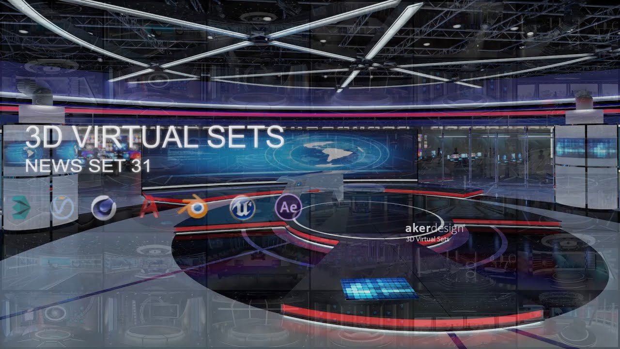 Virtual TV Studio News Set 31 3D Model