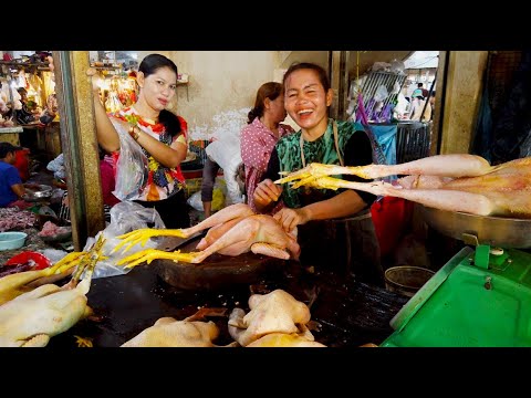 Street Food Tour - Daily Fresh Foods For Sales At Chamkar Doung Morning Market