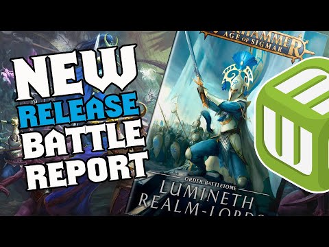 NEW Lumineth Realmlords vs Ossiarch Bonereapers Age of Sigmar Battle Report Battletome Review Game