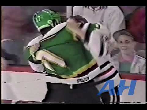 NHL Apr. 1, 1990 Al Secord,CHI v Basil McRae,MIN Chicago Blackhawks Minnesota North Stars