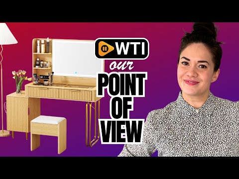 Fluted Makeup Vanity Desk with Large Mirror and Lights Chairs - WTI product video review